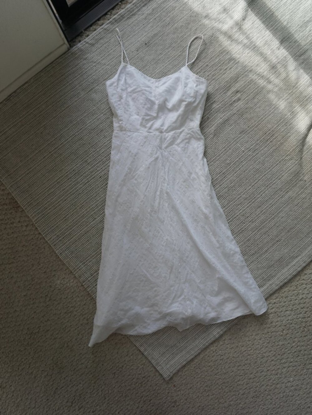 J. Crew Cotton Lined White Midi Spaggeti Strap Dress S